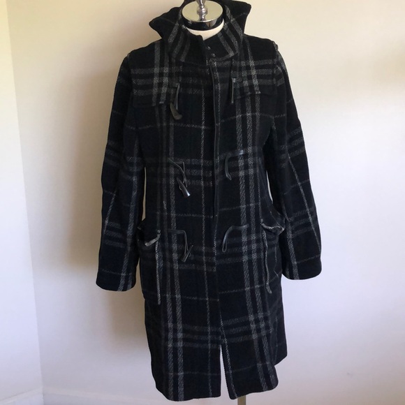Burberry London Plaid Checkered Hooded Wool Duffle Coat - Picture 5 of 10